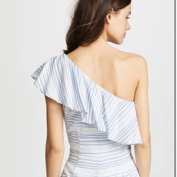 BB Dakota blue striped one shoulder romper size 8 new with tags - Picture 3 of 11